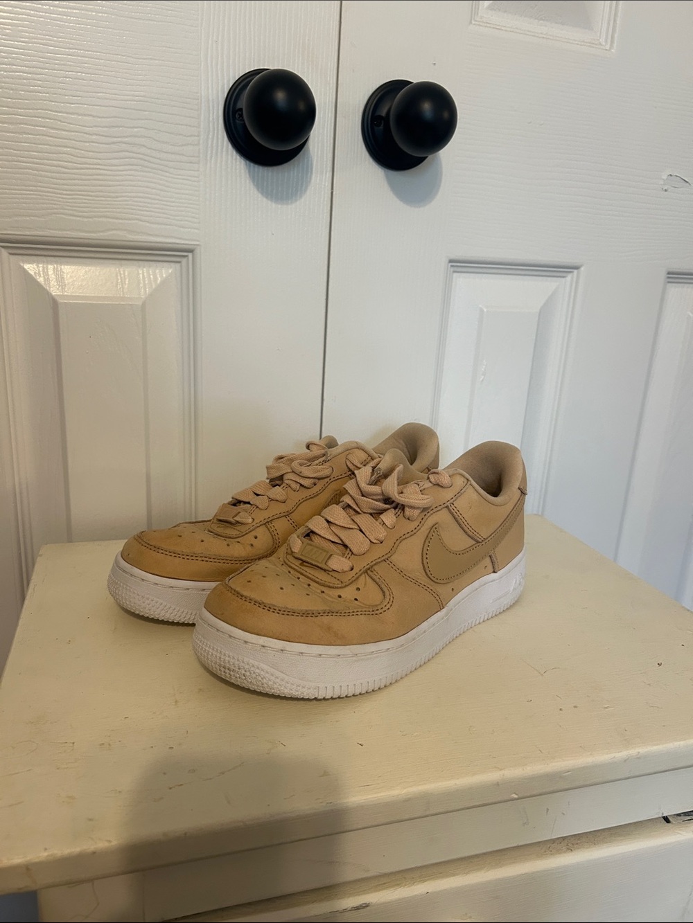 Nike Kids Beige/Tan Leather Sneakers